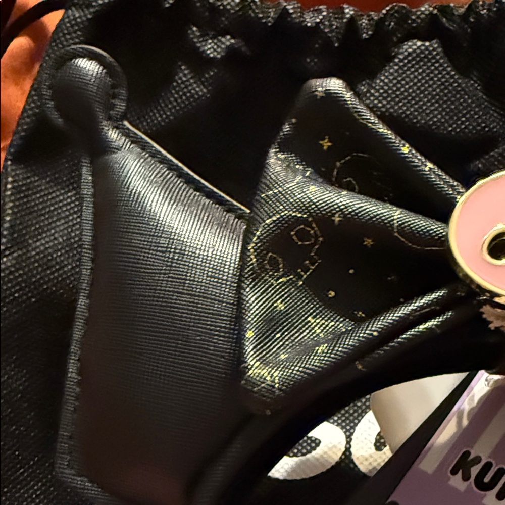 Loungefly Kuromi Black Faux-Leather Cat Ear Headband with Pink Skull Bow - Picture 6 of 7